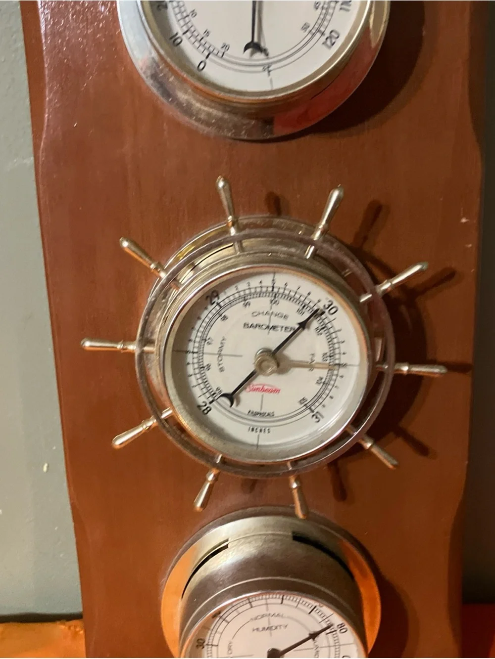Vintage Sunbeam Nautical Weather Station Barometer, Temperature, Humidity